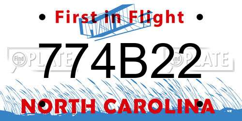 774B22 North Carolina License Plate