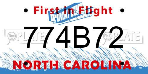 774B72 North Carolina License Plate