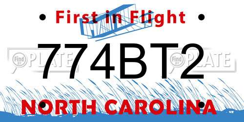 774BT2 North Carolina License Plate