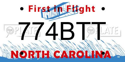 774BTT North Carolina License Plate