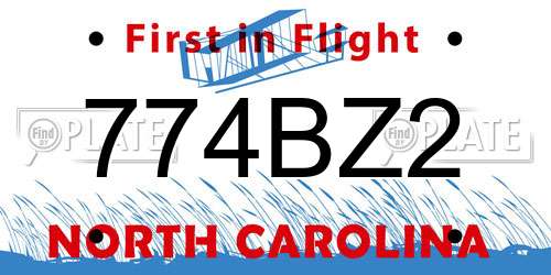 774BZ2 North Carolina License Plate