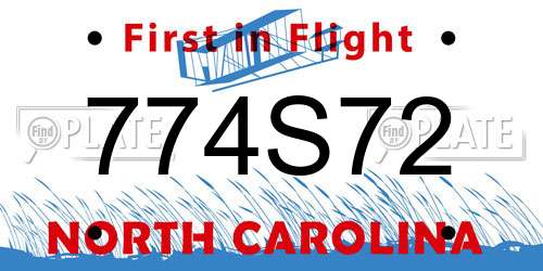 774S72 North Carolina License Plate