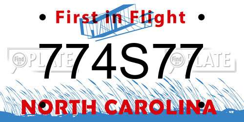 774S77 North Carolina License Plate