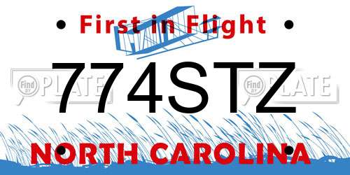 774STZ North Carolina License Plate