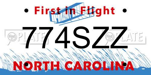774SZZ North Carolina License Plate