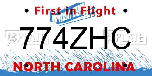 774ZHC North Carolina License Plate
