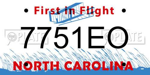 7751EO North Carolina License Plate
