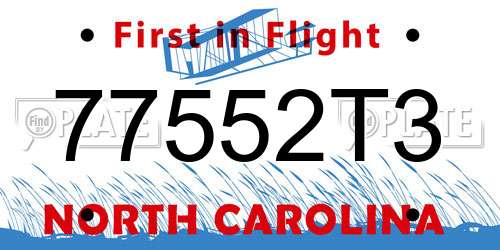 77552T3 North Carolina License Plate
