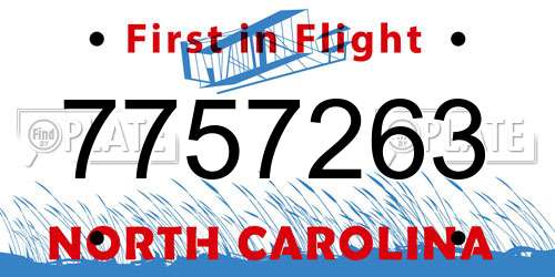 7757263 North Carolina License Plate