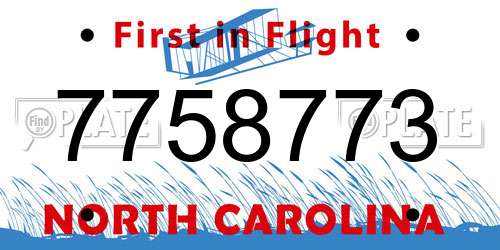 7758773 North Carolina License Plate