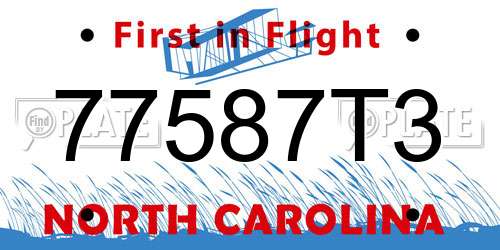 77587T3 North Carolina License Plate