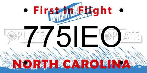 775IEO North Carolina License Plate