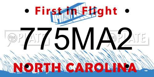 775MA2 North Carolina License Plate