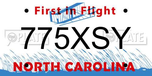 775XSY North Carolina License Plate