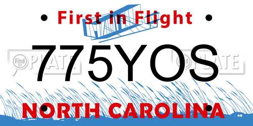 775YOS North Carolina License Plate
