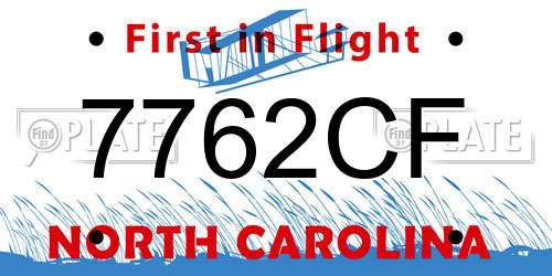 7762CF North Carolina License Plate