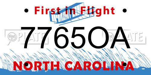 7765OA North Carolina License Plate