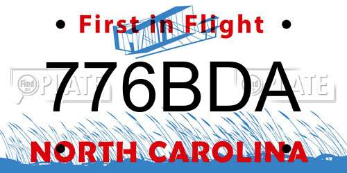 776BDA North Carolina License Plate