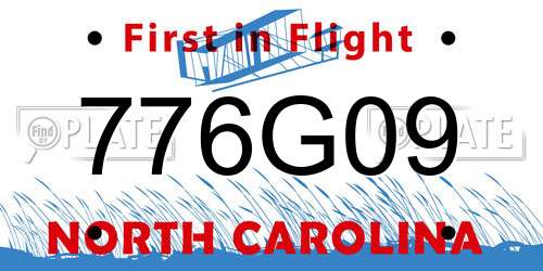 776G09 North Carolina License Plate