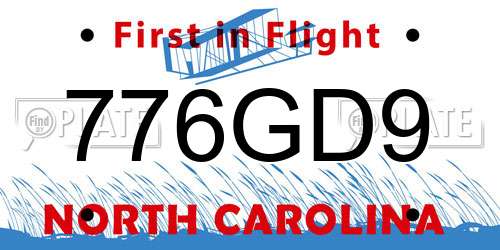 776GD9 North Carolina License Plate