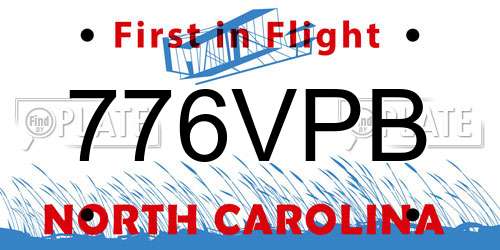 776VPB North Carolina License Plate