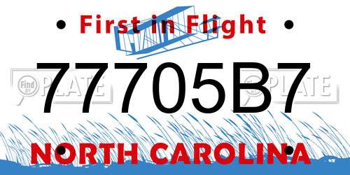 77705B7 North Carolina License Plate