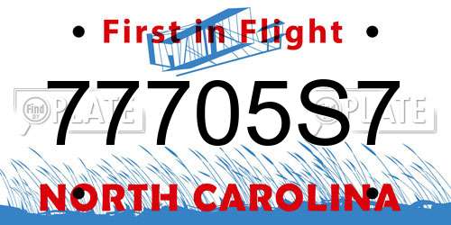 77705S7 North Carolina License Plate