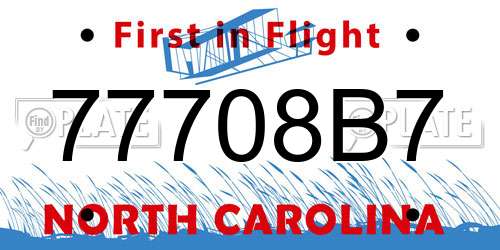 77708B7 North Carolina License Plate