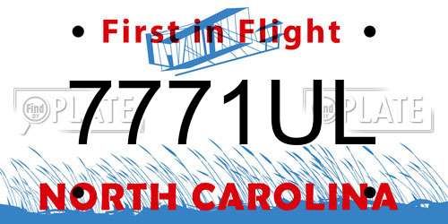 7771UL North Carolina License Plate