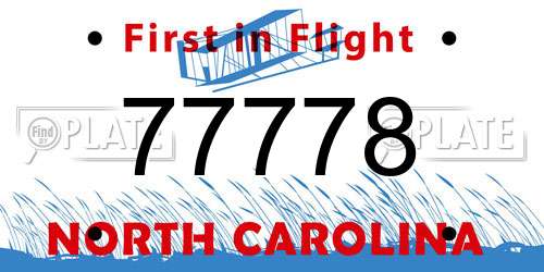 77778 North Carolina License Plate