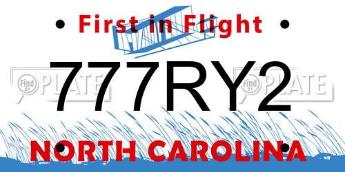 777RY2 North Carolina License Plate