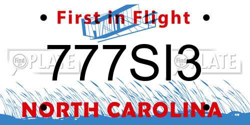 777SI3 North Carolina License Plate