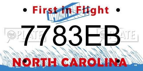 7783EB North Carolina License Plate