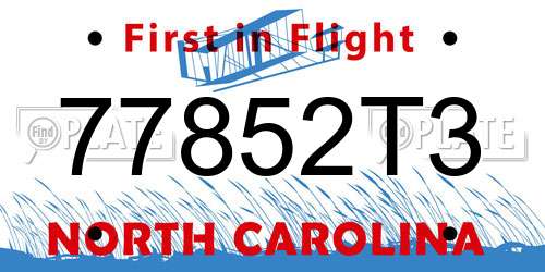 77852T3 North Carolina License Plate
