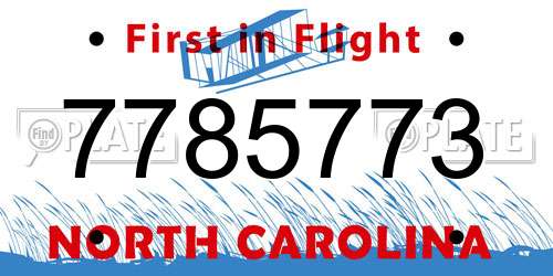 7785773 North Carolina License Plate