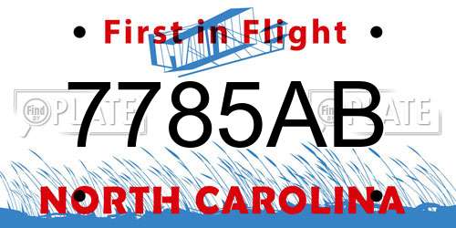 7785AB North Carolina License Plate