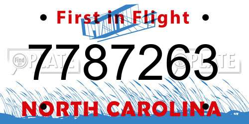 7787263 North Carolina License Plate