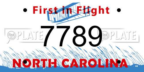 7789 North Carolina License Plate