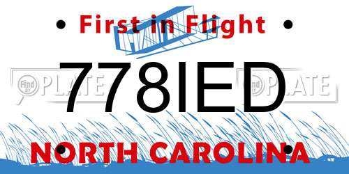 778IED North Carolina License Plate