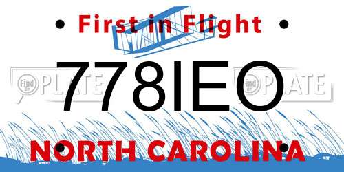 778IEO North Carolina License Plate