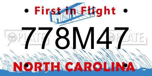 778M47 North Carolina License Plate