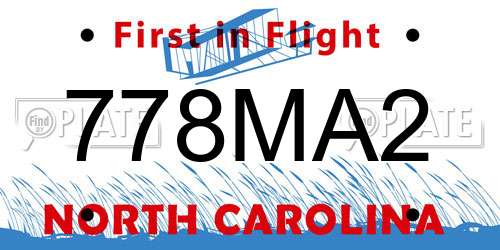 778MA2 North Carolina License Plate