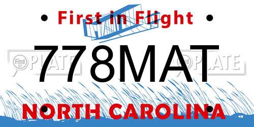 778MAT North Carolina License Plate