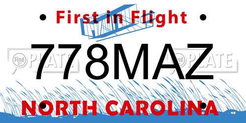 778MAZ North Carolina License Plate