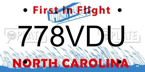 778VDU North Carolina License Plate