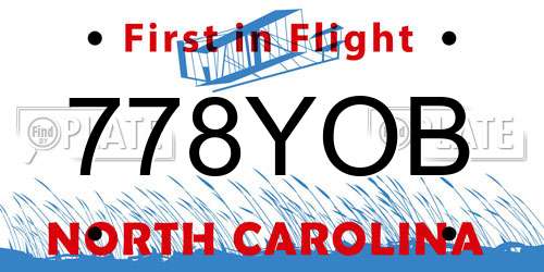 778YOB North Carolina License Plate