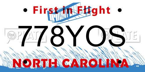 778YOS North Carolina License Plate