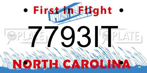 7793IT North Carolina License Plate
