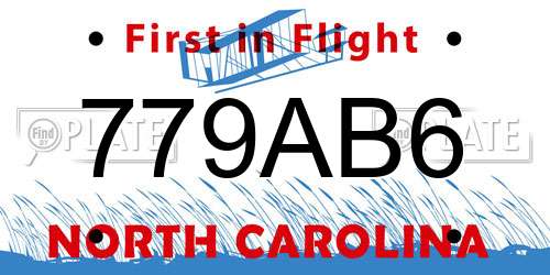 779AB6 North Carolina License Plate