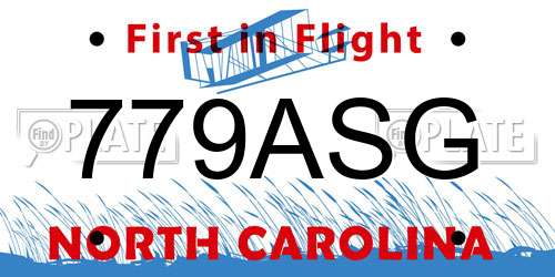 779ASG North Carolina License Plate